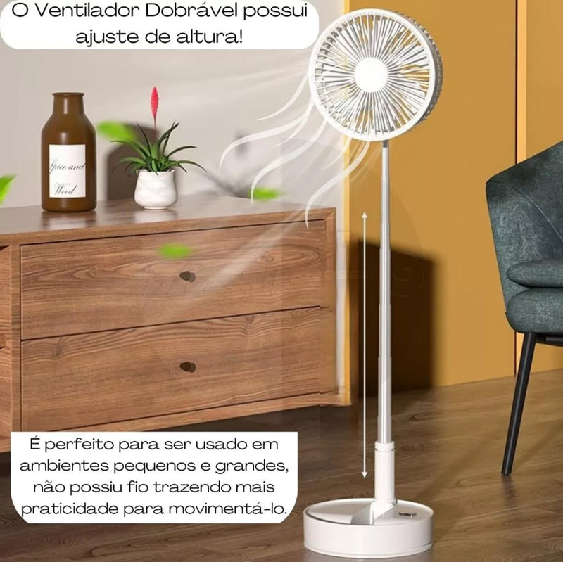 ￼Ventilador Dobrável Expansivel Portátil Silencioso Power Bank Retrátil Ajuste De Altura