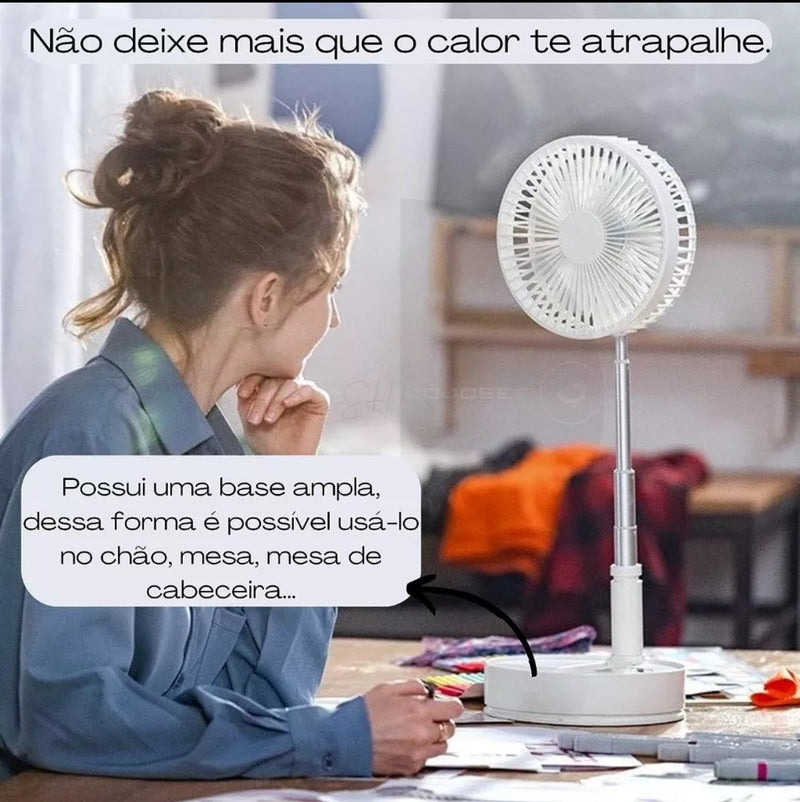 ￼Ventilador Dobrável Expansivel Portátil Silencioso Power Bank Retrátil Ajuste De Altura